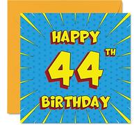Fun 44th Birthday Cards for Men Woman - Comic Book - Happy Birthday Card for Sister Nanny Grandad Dad Mum Brother Auntie Uncle Grandma, 145mm Greeting Cards, 44th Card