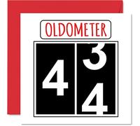 Fun 44th Birthday Cards for Men Woman - Oldometer - Happy Birthday Card for Dad Mum Brother Sister Grandad Nanny Grandma Uncle Auntie, 145mm Greeting Cards, 44th Card
