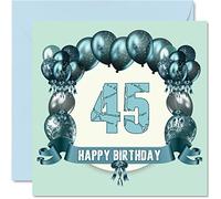 Fun 45th Birthday Cards for Men - Birthday Balloons - Card for Dad Uncle Grandma Sister Auntie Brother Nanny Mum Grandad, 145mm Greeting Cards, 45th Card