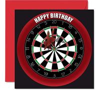 Fun 45th Birthday Cards for Men Woman - Dart Board - Happy Birthday Card for Dad Mum Brother Sister Grandad Nanny Grandma Uncle Auntie, 145mm Sports Darts Bday Greeting Cards