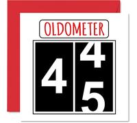 Fun 45th Birthday Cards for Men Woman - Oldometer - Happy Birthday Card for Dad Mum Brother Sister Grandad Nanny Grandma Uncle Auntie, 145mm Greeting Cards, 45th Card