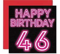 Fun 46th Birthday Cards for Men Woman, Neon Glow