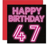 Fun 47th Birthday Cards for Men Woman, Neon Glow