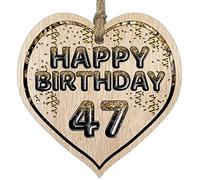 Fun 47th Birthday Gift For Men Woman Wooden Heart Plaques, Foil Age