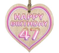 Fun 47th Birthday Gift For Men Woman Wooden Heart Plaques, Glitter Age 47