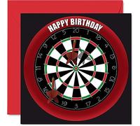 Fun 48th Birthday Cards for Men Woman - Dart Board - Happy Birthday Card for Dad Mum Brother Sister Grandad Nanny Grandma Uncle Auntie, 145mm Sports Darts Bday Greeting Cards