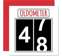 Fun 48th Birthday Cards for Men Woman - Oldometer - Happy Birthday Card for Dad Mum Brother Sister Grandad Nanny Grandma Uncle Auntie, 145mm Greeting Cards, 48th Card