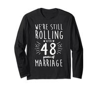 Fun 48th Wedding Anniversary Heart Couples Married 48 Years Long Sleeve T-Shirt