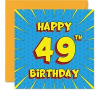 Fun 49th Birthday Cards for Men Woman - Comic Book - Happy Birthday Card for Sister Nanny Grandad Dad Mum Brother Auntie Uncle Grandma, 145mm Greeting Cards, 49th Card