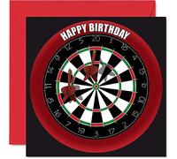 Fun 49th Birthday Cards for Men Woman - Dart Board - Happy Birthday Card for Dad Mum Brother Sister Grandad Nanny Grandma Uncle Auntie, 145mm Sports Darts Bday Greeting Cards
