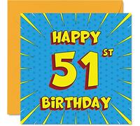 Fun 51st Birthday Cards for Men Woman, Comic Book