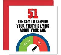 Fun 51st Birthday Cards for Men Woman - Key to Youth - Happy Birthday Card for Dad Mum Grandad Nanny Grandma Uncle Auntie Cousin Friend, 145mm Funny Joke Humour Banter Greeting Cards