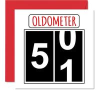 Fun 51st Birthday Cards for Men Woman - Oldometer - Happy Birthday Card for Dad Mum Grandad Nanny Grandma Uncle Auntie Cousin Friend, 145mm Greeting Cards, 51st Card