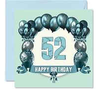 Fun 52nd Birthday Cards for Men - Birthday Balloons - Card for Dad Cousin Auntie Nanny Friend Grandad Uncle Mum Grandma, 145mm Greeting Cards, 52nd Card