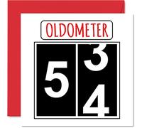 Fun 54th Birthday Cards for Men Woman - Oldometer - Happy Birthday Card for Dad Mum Grandad Nanny Grandma Uncle Auntie Cousin Friend, 145mm Greeting Cards, 54th Card