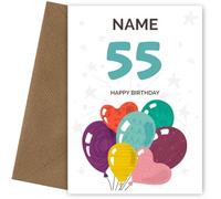 Fun 55th Birthday Card for Him or Her | Balloons Design | Happy Birthday Card for Male, Female on their 55th Bday when they turn 55 Years Old!
