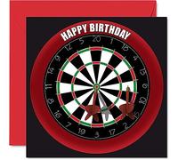 Fun 56th Birthday Cards for Men Woman - Dart Board - Happy Birthday Card for Dad Mum Grandad Nanny Grandma Uncle Auntie Cousin Friend, 145mm Sports Darts Bday Greeting Cards