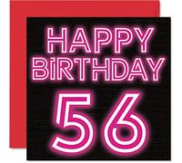 Fun 56th Birthday Cards for Men Woman, Neon Glow