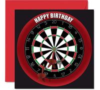 Fun 57th Birthday Cards for Men Woman - Dart Board - Happy Birthday Card for Dad Mum Grandad Nanny Grandma Uncle Auntie Cousin Friend, 145mm Sports Darts Bday Greeting Cards