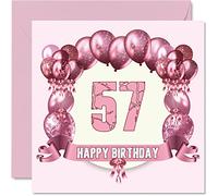 Fun 57th Birthday Cards for Woman - Birthday Balloons - Card for Dad Mum Grandad Nanny Grandma Uncle Auntie Cousin Friend, 145mm Greeting Cards, 57th Card