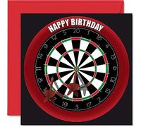 Fun 58th Birthday Cards for Men Woman - Dart Board - Happy Birthday Card for Dad Mum Grandad Nanny Grandma Uncle Auntie Cousin Friend, 145mm Sports Darts Bday Greeting Cards