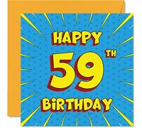 Fun 59th Birthday Cards for Men Woman - Comic Book - Happy Birthday Card for Nanny Uncle Grandma Dad Mum Grandad Friend Cousin Auntie, 145mm Greeting Cards, 59th Card