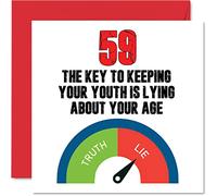 Fun 59th Birthday Cards for Men Woman - Key to Youth - Happy Birthday Card for Dad Mum Grandad Nanny Grandma Uncle Auntie Cousin Friend, 145mm Funny Joke Humour Banter Greeting Cards