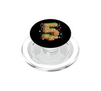 Fun 5th Birthday Number 5 Video Gamer Pixel Themed Bday Boys PopSockets PopGrip for MagSafe
