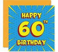 Fun 60th Birthday Cards for Men Woman - Comic Book - Happy Birthday Card for Nanny Gran Grandma Dad Mum Grandad Cousin Auntie Uncle, 145mm Greeting Cards, 60th Card