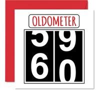 Fun 60th Birthday Cards for Men Woman - Oldometer - Happy Birthday Card for Dad Mum Grandad Nanny Grandma Gran Uncle Auntie Cousin, 145mm Greeting Cards, 60th Card