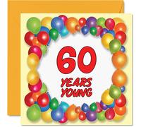 Fun 60th Birthday Cards for Men Woman - Years Young - Happy Birthday Card for Dad Uncle Grandad Nanny Cousin Gran Mum Auntie Grandma, 145mm Greeting Cards, 60th Card