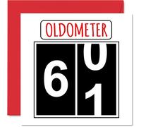 Fun 61st Birthday Cards for Men Woman - Oldometer - Happy Birthday Card for Dad Mum Grandad Nanny Grandma Gran Uncle Auntie Cousin, 145mm Greeting Cards, 61st Card