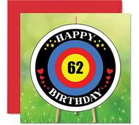 Fun 62nd Birthday Cards for Men Woman - Target Age - Happy Birthday Card for Dad Mum Grandad Nanny Grandma Gran Uncle Auntie Cousin, 145mm Greeting Cards, Playful Card