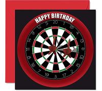 Fun 64th Birthday Cards for Men Woman - Dart Board - Happy Birthday Card for Dad Mum Grandad Nanny Grandma Gran Uncle Auntie Cousin, 145mm Sports Darts Bday Greeting Cards