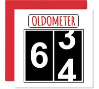 Fun 64th Birthday Cards for Men Woman - Oldometer - Happy Birthday Card for Dad Mum Grandad Nanny Grandma Gran Uncle Auntie Cousin, 145mm Greeting Cards, 64th Card