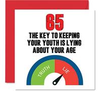Fun 65th Birthday Cards for Men Woman - Key to Youth - Happy Birthday Card for Dad Mum Grandad Nanny Grandma Gran Uncle Auntie Cousin, 145mm Funny Joke Humour Banter Greeting Cards