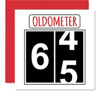 Fun 65th Birthday Cards for Men Woman - Oldometer - Happy Birthday Card for Dad Mum Grandad Nanny Grandma Gran Uncle Auntie Cousin, 145mm Greeting Cards, 65th Card