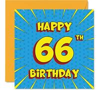 Fun 66th Birthday Cards for Men Woman - Comic Book - Happy Birthday Card for Nanny Gran Grandma Dad Mum Grandad Cousin Auntie Uncle, 145mm Greeting Cards, 66th Card
