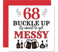 Fun 68th Birthday Cards for Men Woman - Buckle Up - Happy Birthday Card for Dad Mum Grandad Nanny Grandma Gran Uncle Auntie Cousin, 145mm Greeting Cards, Joke Card