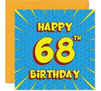 Fun 68th Birthday Cards for Men Woman - Comic Book - Happy Birthday Card for Nanny Gran Grandma Dad Mum Grandad Cousin Auntie Uncle, 145mm Greeting Cards, 68th Card