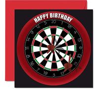 Fun 70th Birthday Cards for Men Woman - Dart Board - Happy Birthday Card for Dad Mum Great Grandad Grandpa Nanny Grandma Gran Uncle Auntie, 145mm Sports Darts Bday Greeting Cards