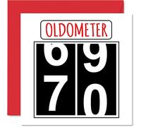 Fun 70th Birthday Cards for Men Woman - Oldometer - Happy Birthday Card for Dad Mum Great Grandad Grandpa Nanny Grandma Gran Uncle Auntie, 145mm Greeting Cards, 70th Card