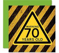 Fun 70th Birthday Cards for Men Women - Warning - Happy Birthday Card for Dad Mum Great Grandad Grandpa Nanny Grandma Gran Uncle Auntie, 145mm Funny Humour Joke Greeting Cards