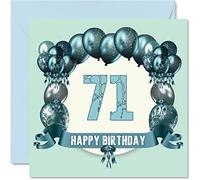 Fun 71st Birthday Cards for Men - Birthday Balloons - Card for Dad Uncle Gran Grandpa Auntie Great Grandad Grandma Mum Nanny, 145mm Greeting Cards, 71st Card