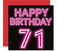 Fun 71st Birthday Cards for Men Woman, Neon Glow