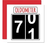 Fun 71st Birthday Cards for Men Woman - Oldometer - Happy Birthday Card for Dad Mum Great Grandad Grandpa Nanny Grandma Gran Uncle Auntie, 145mm Greeting Cards, 71st Card