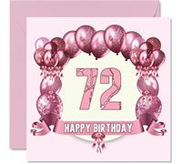 Fun 72nd Birthday Cards for Woman - Birthday Balloons - Card for Dad Mum Great Grandad Grandpa Nanny Grandma Gran Uncle Auntie, 145mm Greeting Cards, 72nd Card