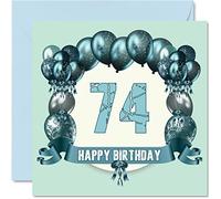 Fun 74th Birthday Cards for Men - Birthday Balloons - Card for Dad Uncle Gran Grandpa Auntie Great Grandad Grandma Mum Nanny, 145mm Greeting Cards, 74th Card