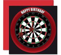 Fun 74th Birthday Cards for Men Woman - Dart Board - Happy Birthday Card for Dad Mum Great Grandad Grandpa Nanny Grandma Gran Uncle Auntie, 145mm Sports Darts Bday Greeting Cards