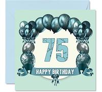 Fun 75th Birthday Cards for Men - Birthday Balloons - Card for Dad Uncle Gran Grandpa Auntie Great Grandad Grandma Mum Nanny, 145mm Greeting Cards, 75th Card